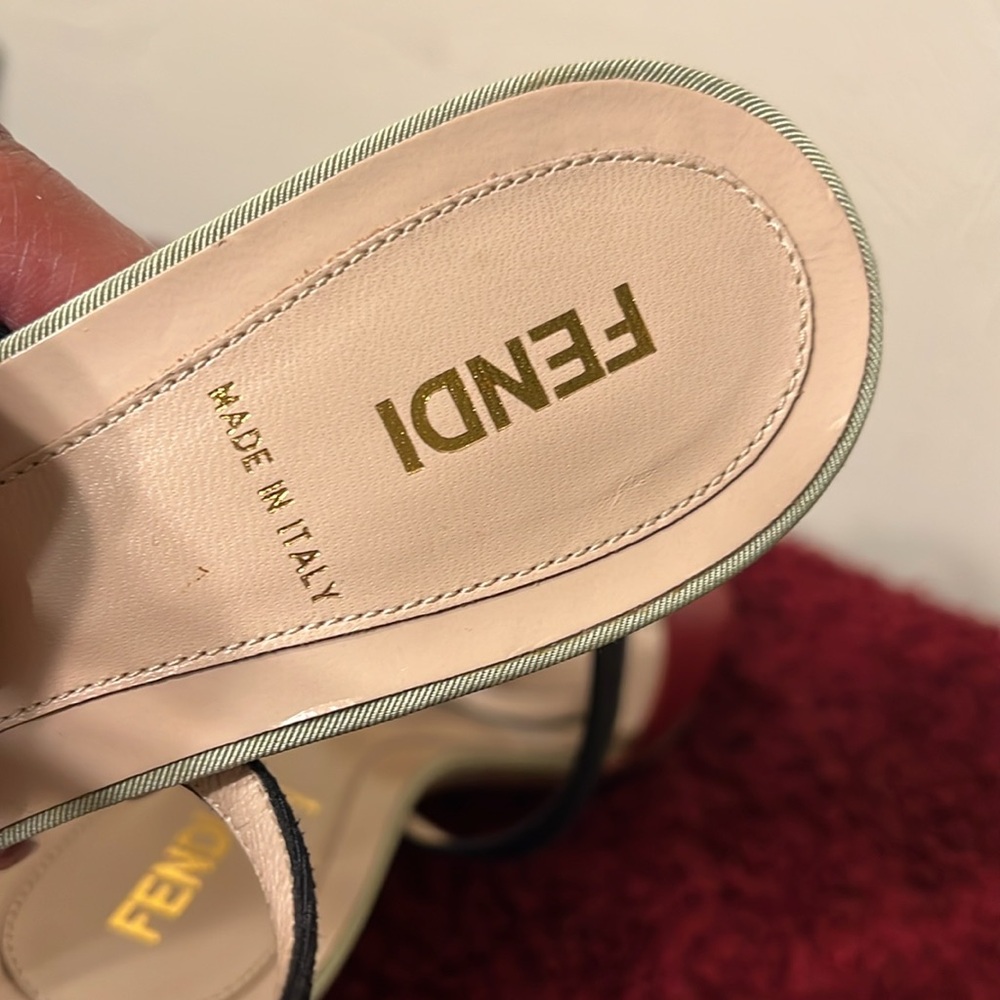 Fendi Olive Faille Color Block Ankle Strap Sandals size 8 - Picture 17 of 17
